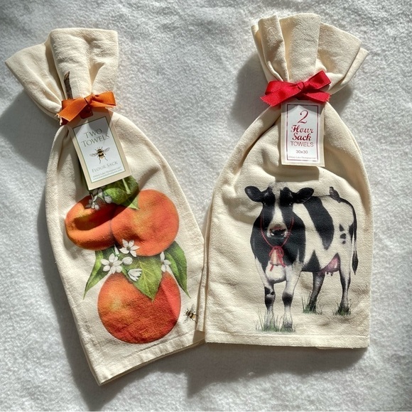 NWT flour sack towel bundle of 4, farm theme 30”X 30” kitchen towel Hostess Gift - Picture 1 of 5